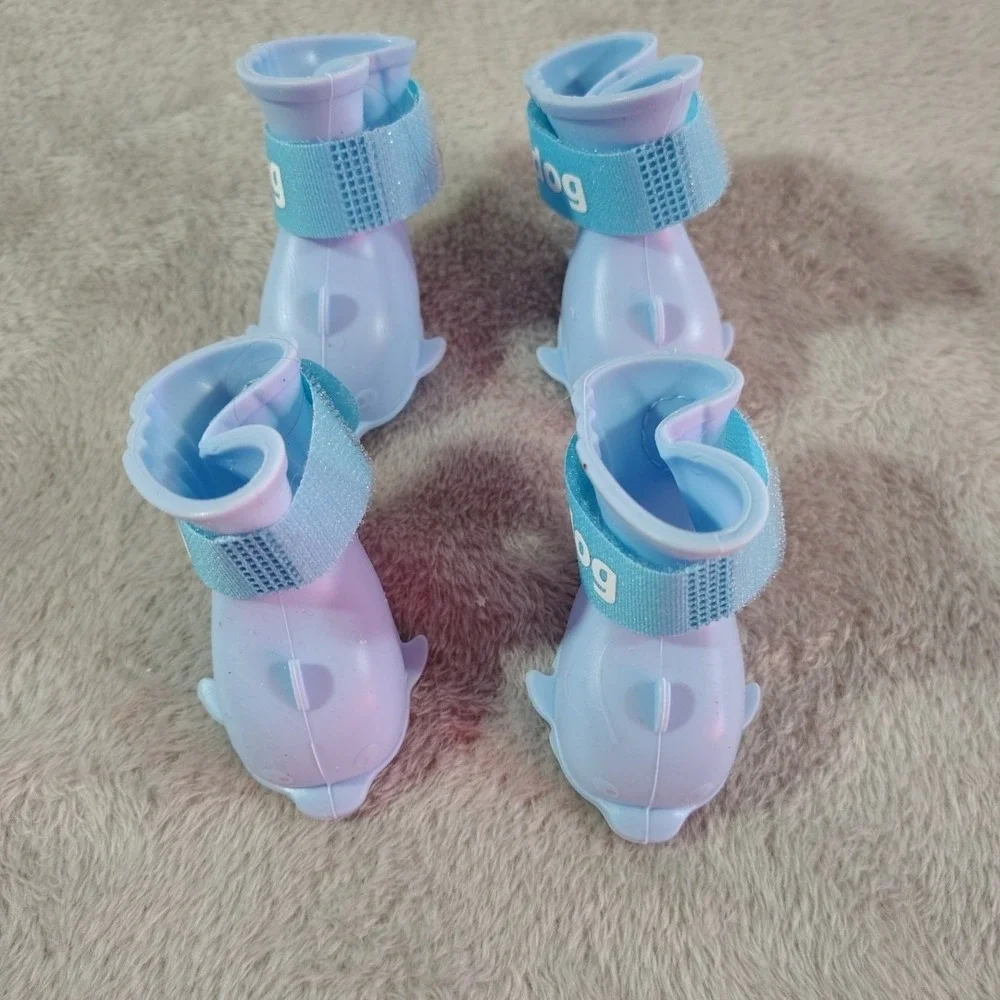 Hipidog Rain or Shine  Silicone Dog Boots Waterproof Hot Pavement‎ Small Blue